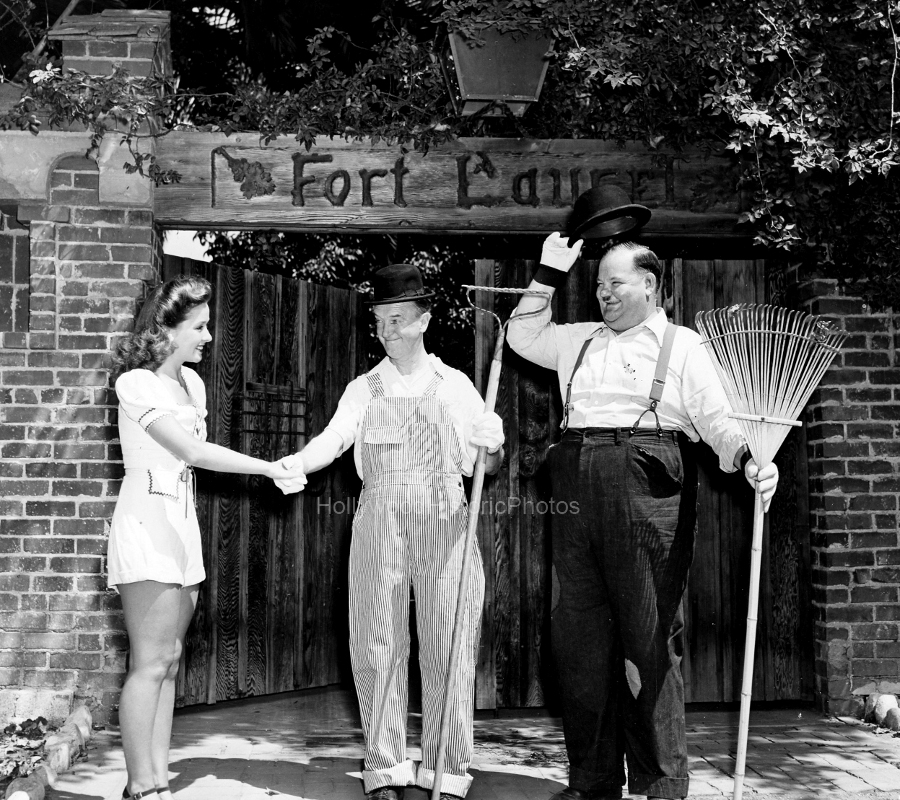 Stan Laurel 1944 Oliver Hardy actress Elena Verdugo wm.jpg